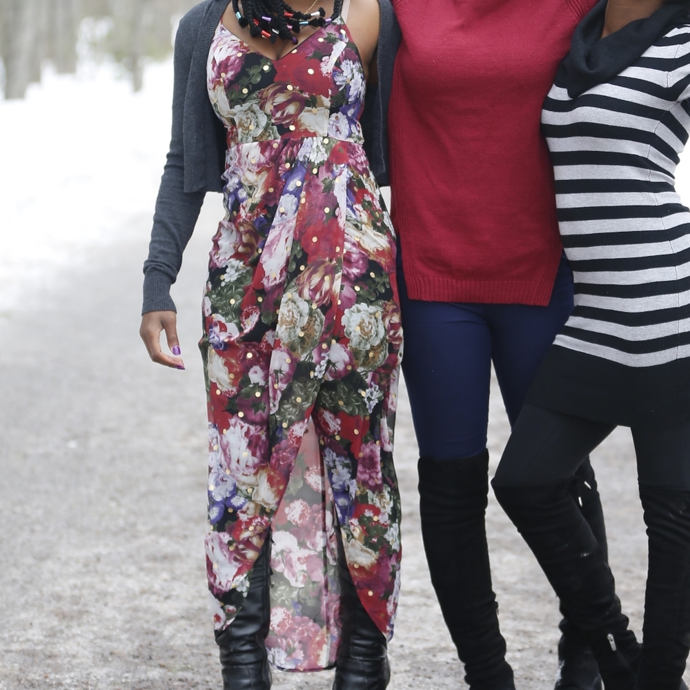 Express Floral Chiffon Faux Wrap Dress